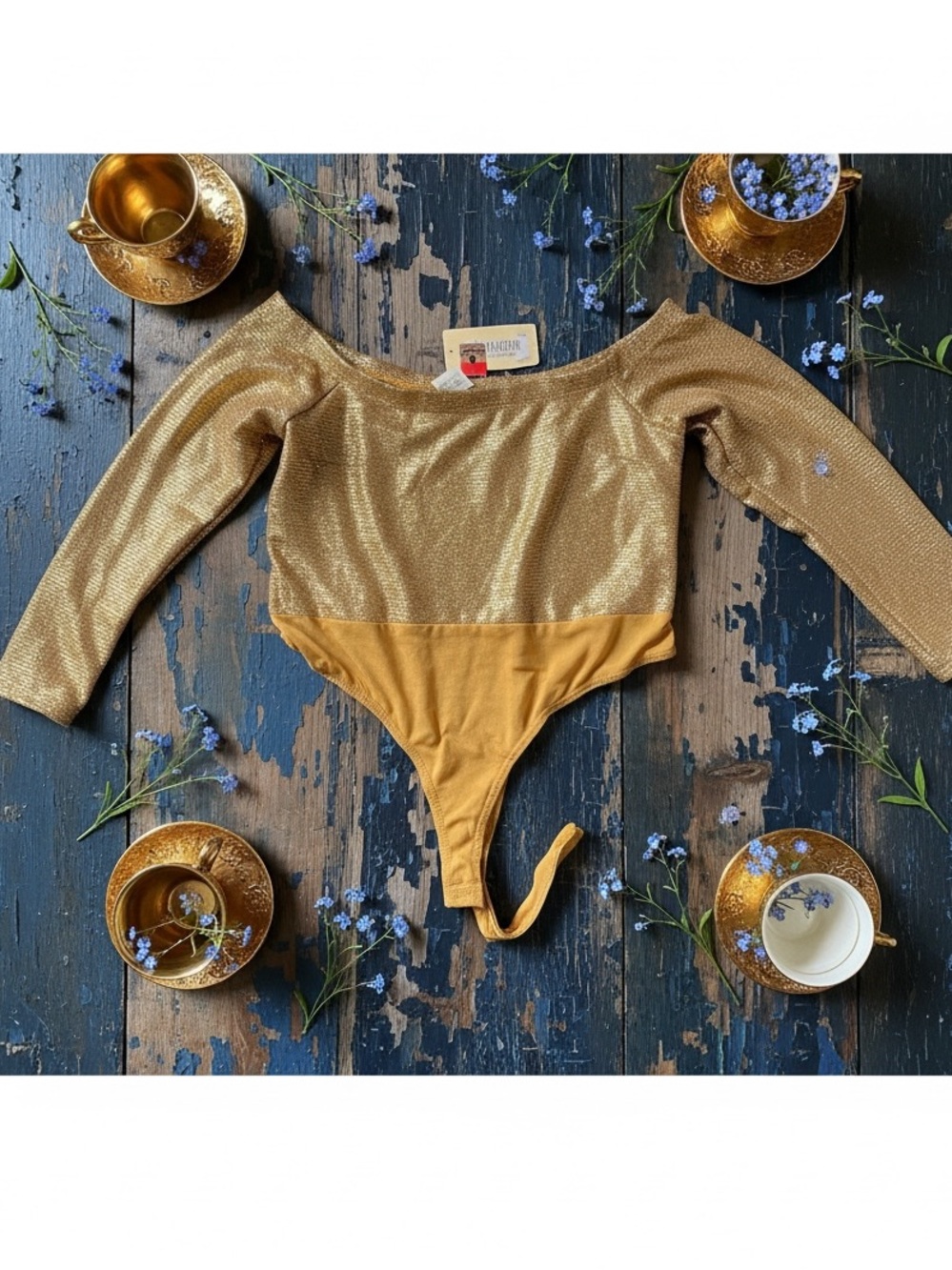 Libian NEW gold bodysuit